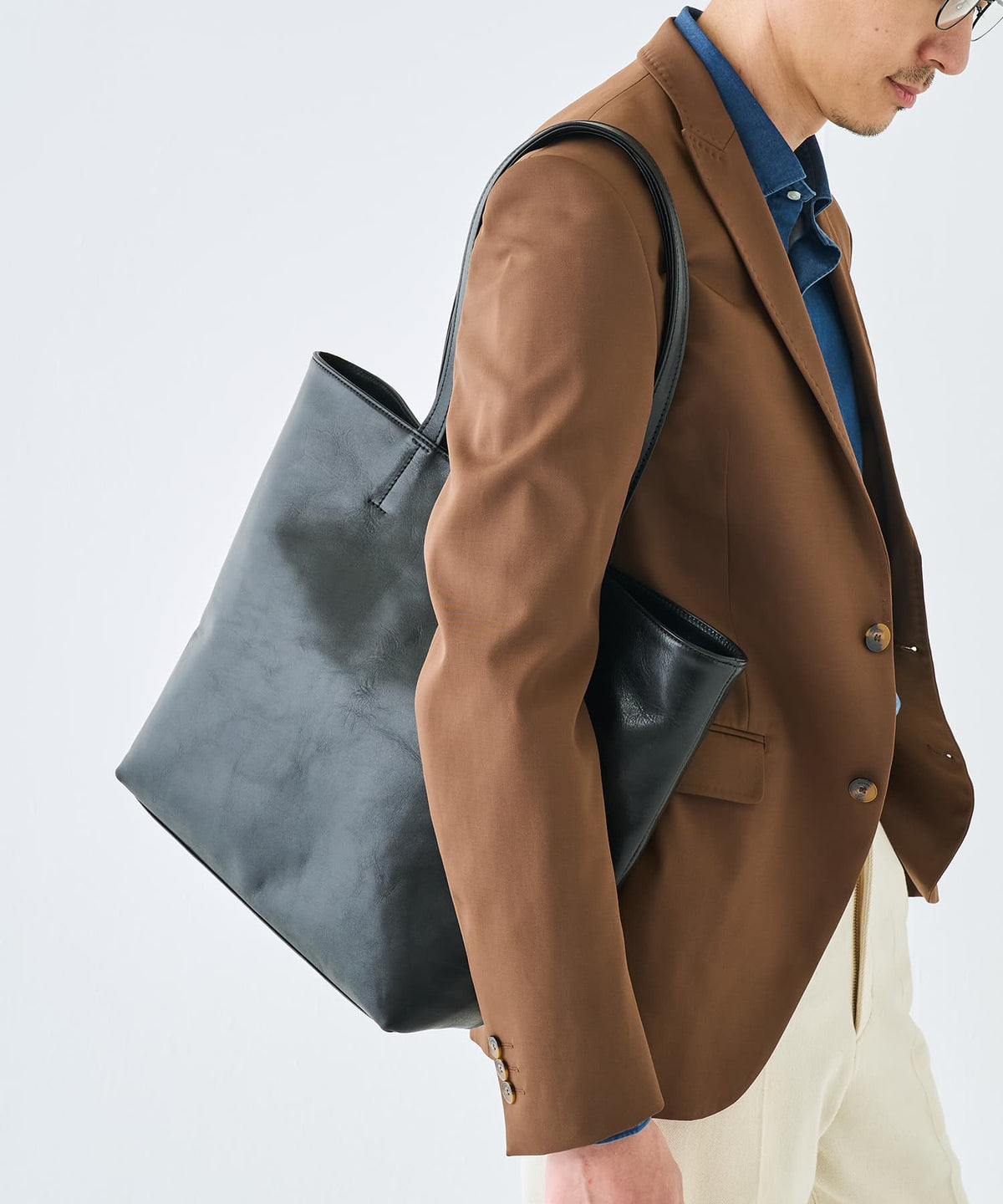 SPB-101IL Black Leather Tote Bag